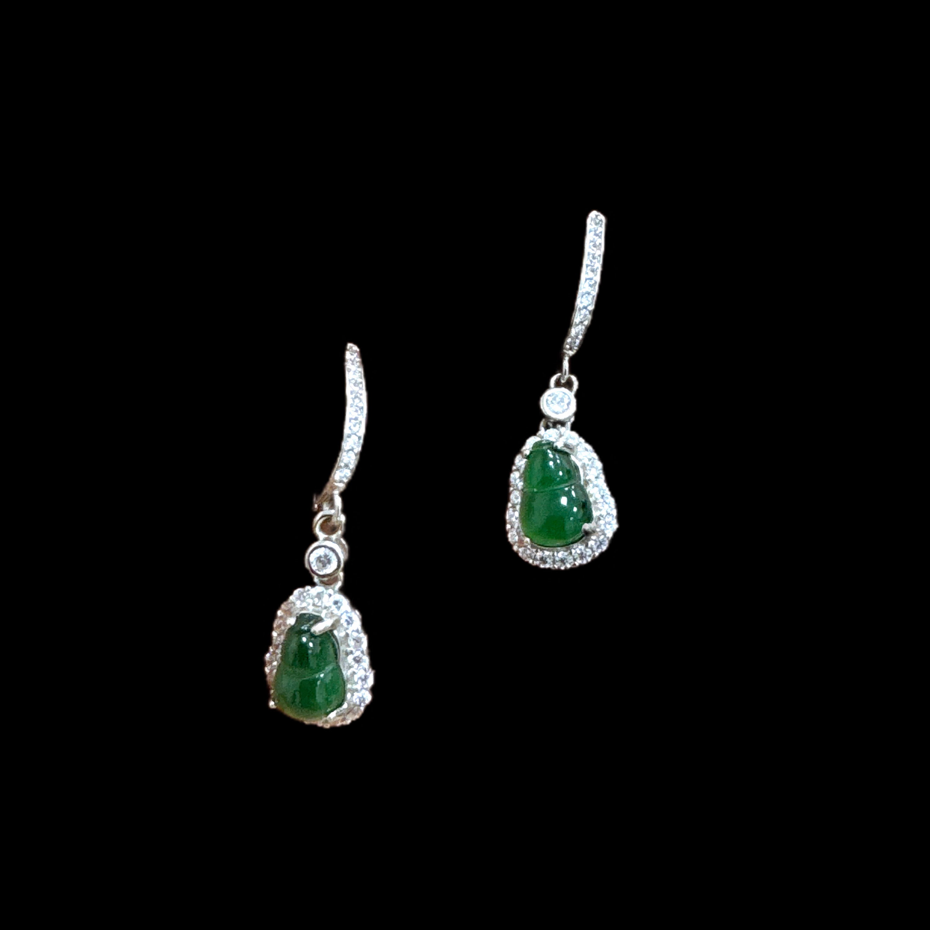 F0163翡翠耳钉孤品～