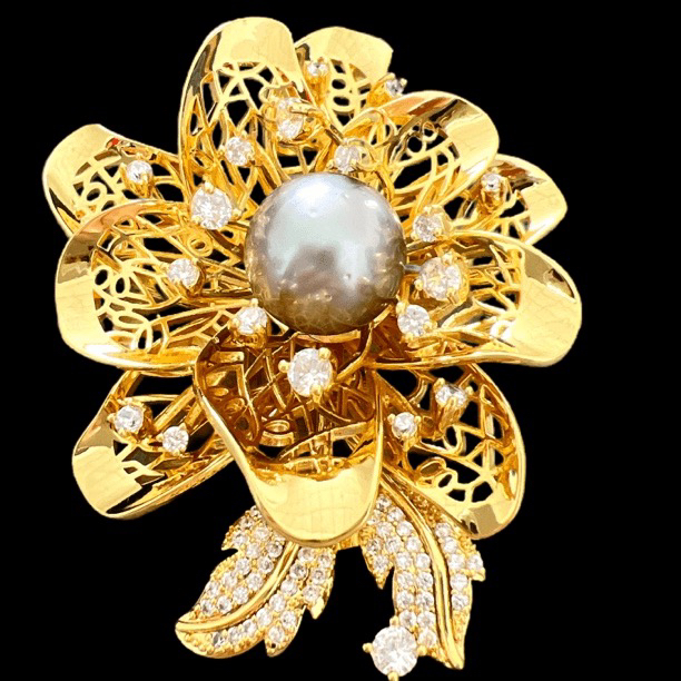 F3083大溪地海水珍珠胸针吊坠两用孤品！