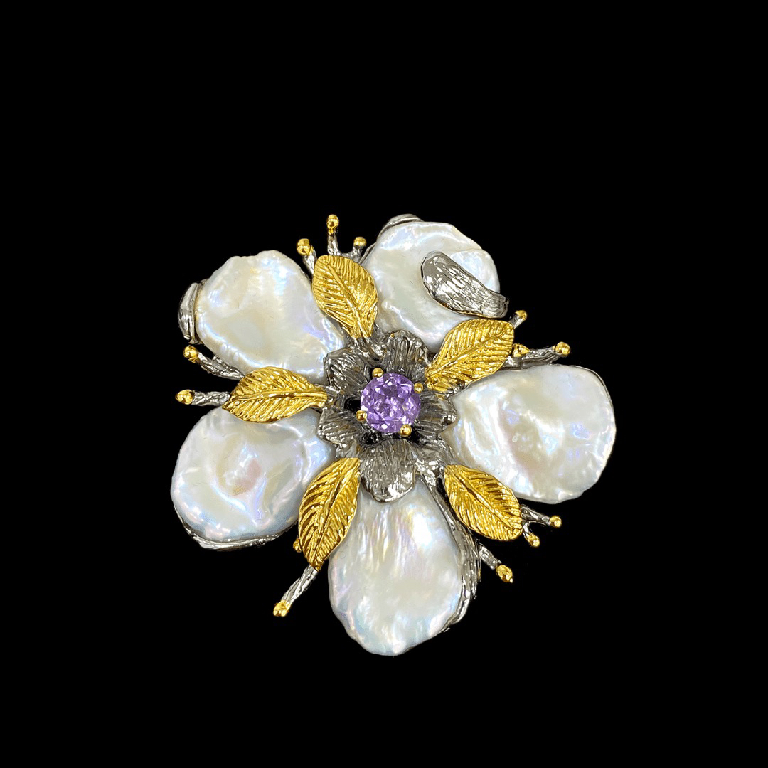 F5590珍珠胸针吊坠（两用）老意大利工艺手作孤品.