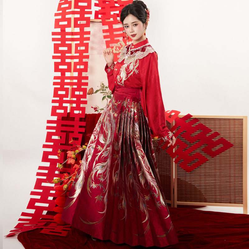 红色中国风织金敬酒服2025新款喜庆大码高端大气新中式凤凰马面裙