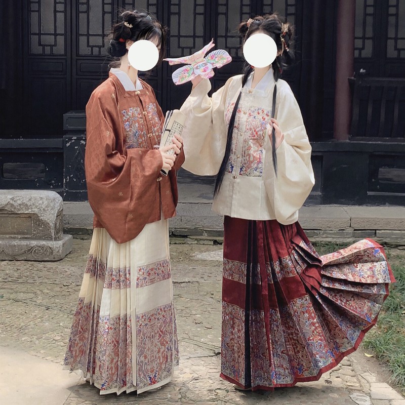 汉服新品大码红色新年拜年古风马面裙织金妆花秋冬季中国风日常女