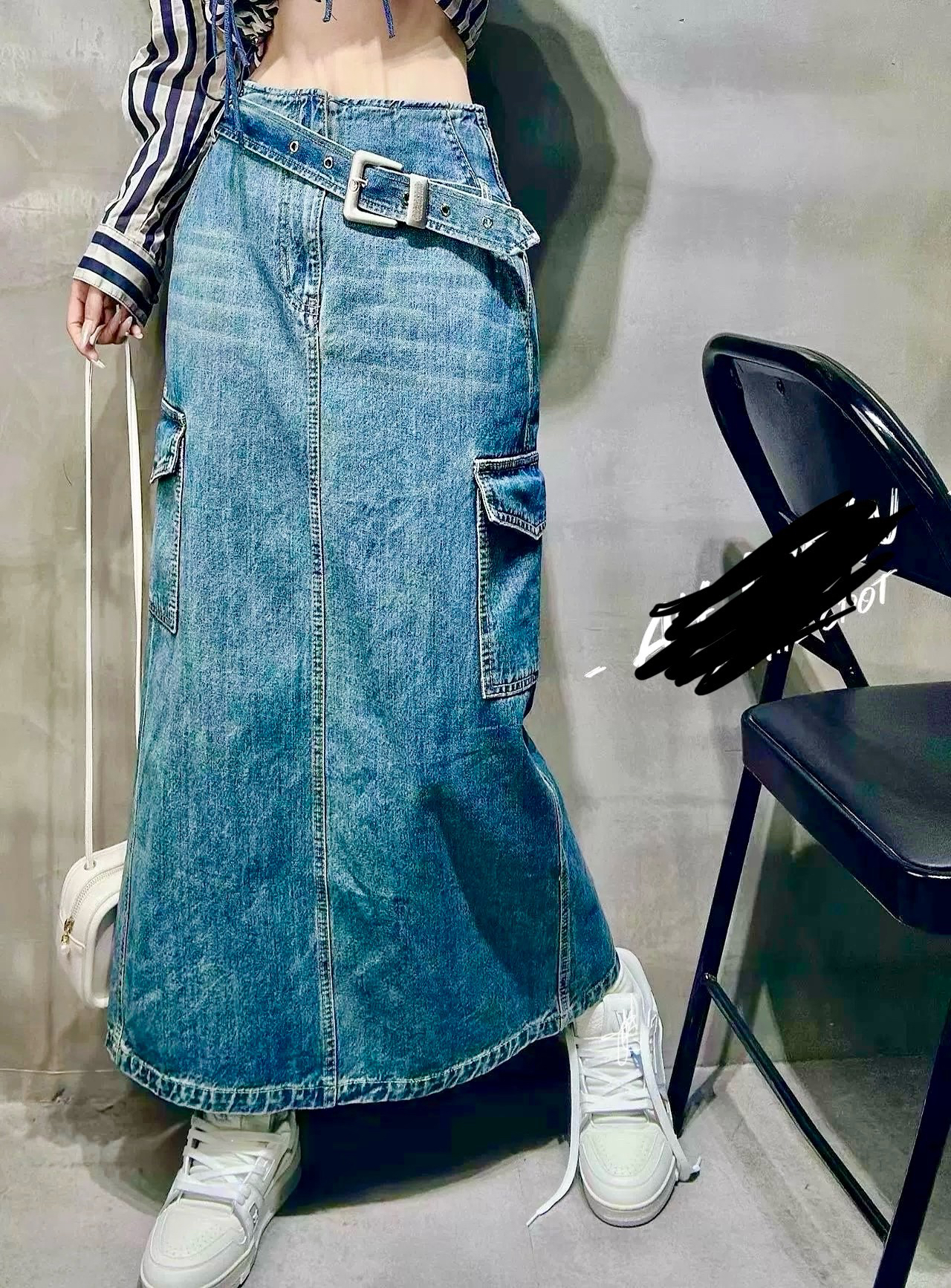 深圳欧货KUKU工装牛仔长裙