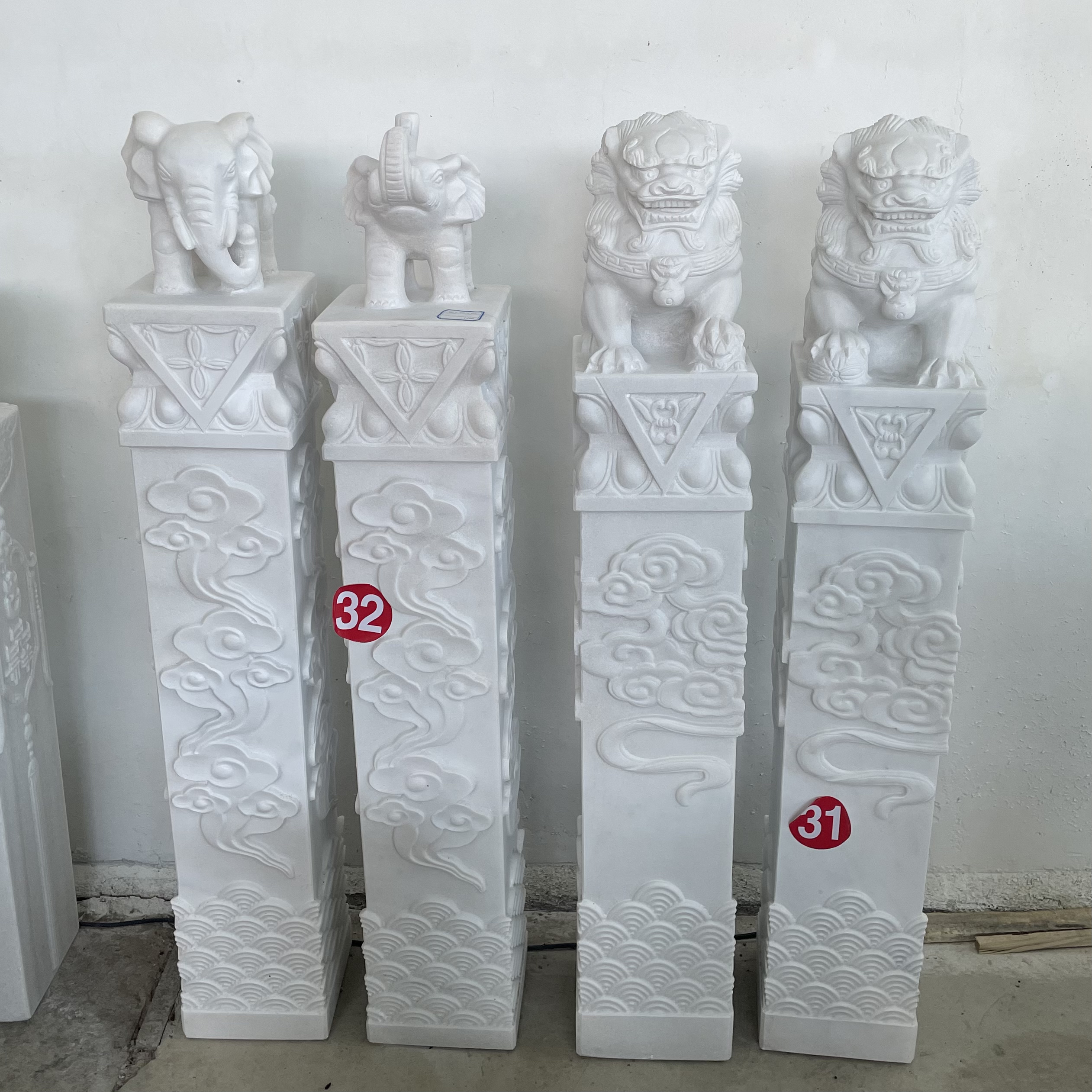 (定金)石雕摆件直播间专拍汉白玉拴马桩狮子貔貅麒麟拴马柱