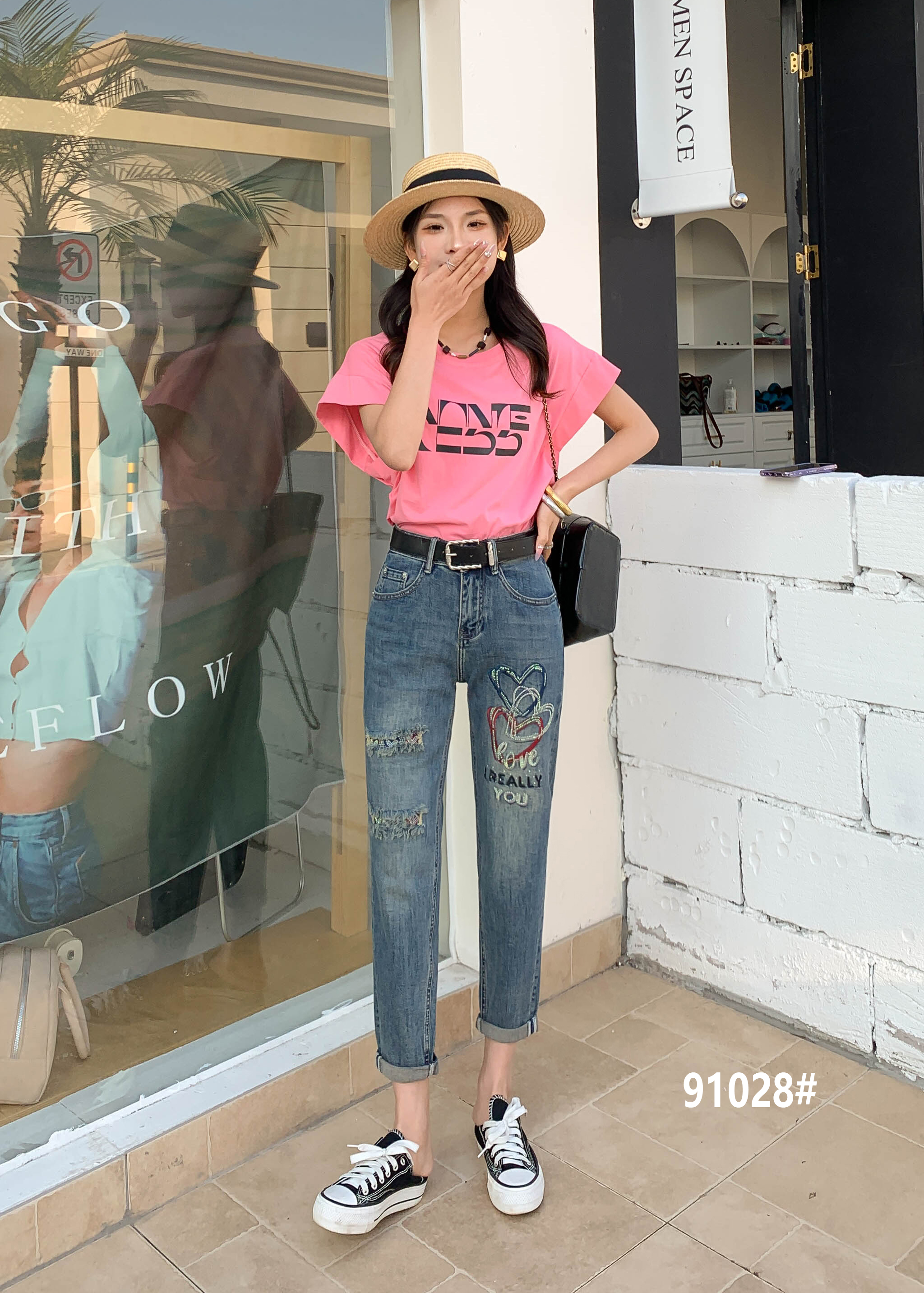 ［廷轩甄选］91028春装新款时尚个性休闲弹性百搭女款水洗牛仔裤