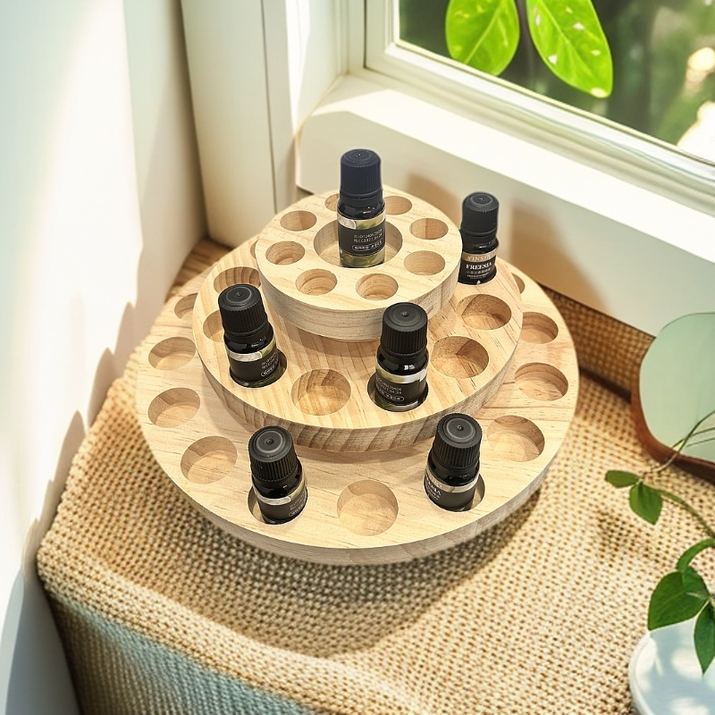 木质精油底座创意旋转精油口红戒指葫芦石头耳环陈列展示多层圆形