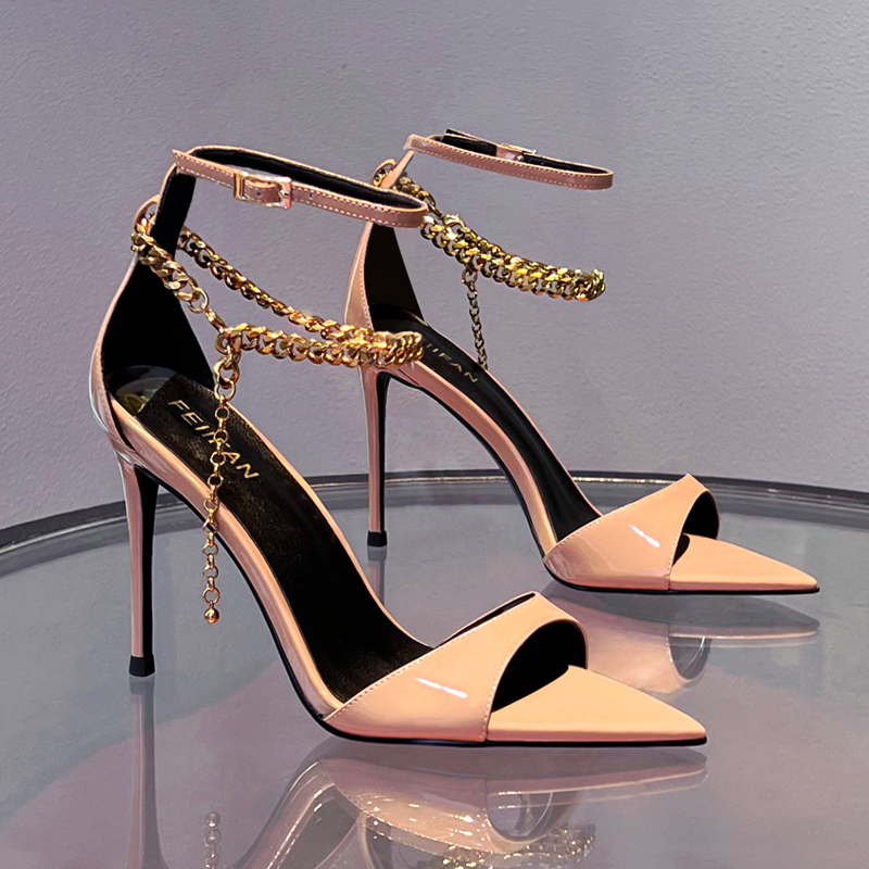 【现货】蓝魅儿凉鞋女2024夏季新款真皮细跟气质百搭女士高跟鞋3574