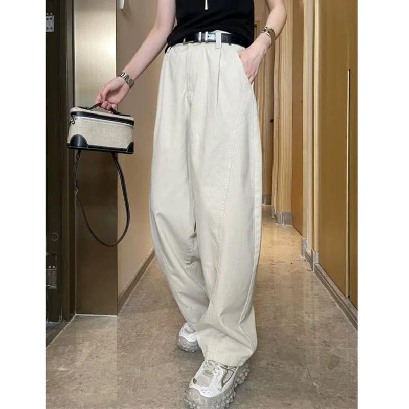 大码阔腿弯刀牛仔裤女2023年秋季新款胖妹妹mm显瘦百搭拖地香蕉裤