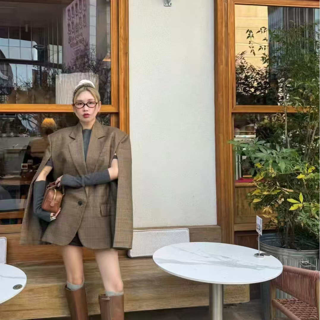 【PUSH BUTTON·24新款格纹西装外套】