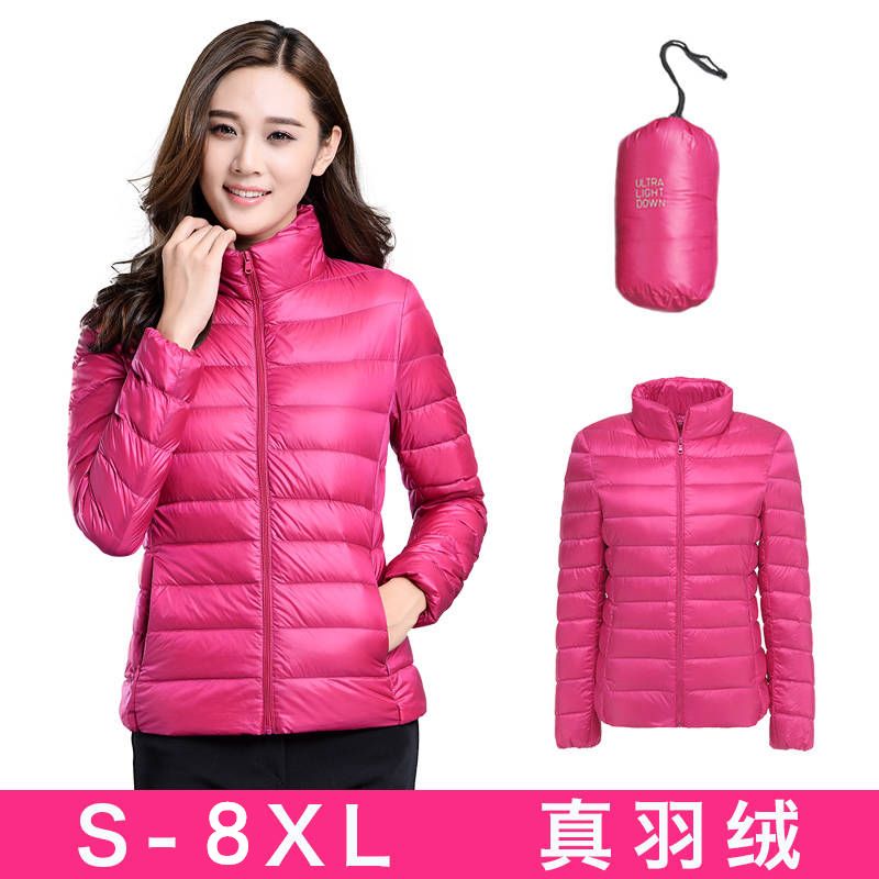 反季清仓白鸭绒女士轻薄羽绒服短款超轻超薄款立领修身薄款大码WW