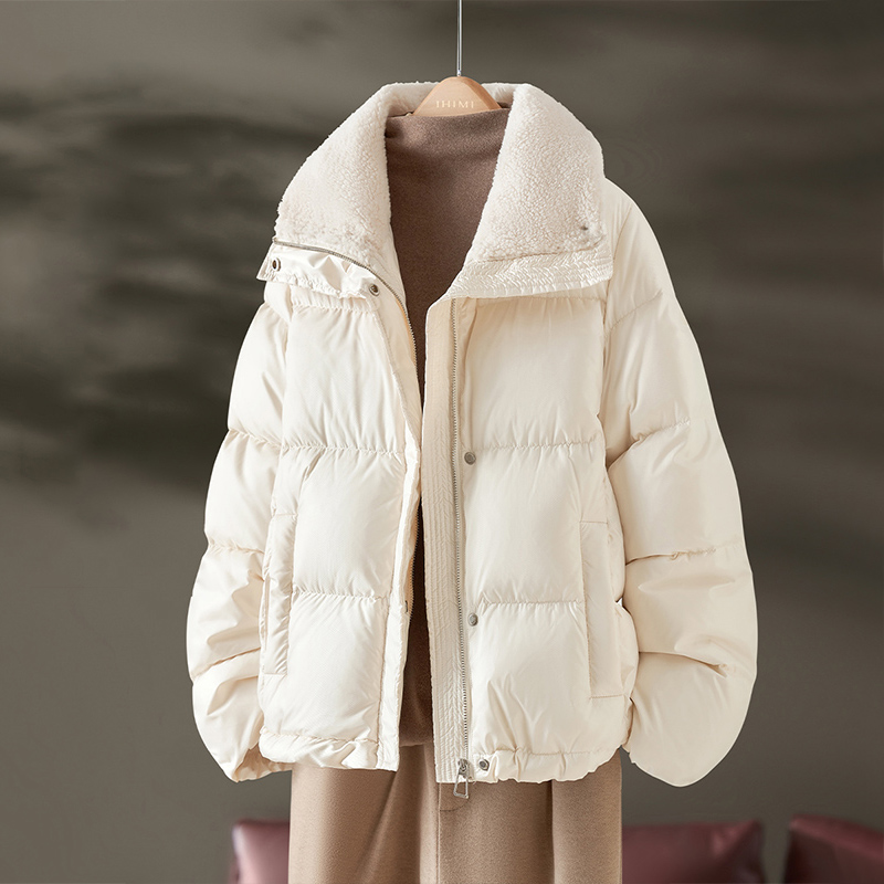 反季清仓品牌折扣设计感短款棉服厚外套女2023冬宽松百搭休闲立领