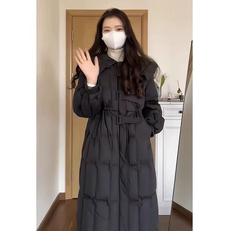 反季清仓2023中长过膝淑女羽绒服减龄炸街高级感娃娃领白鸭绒冬WW