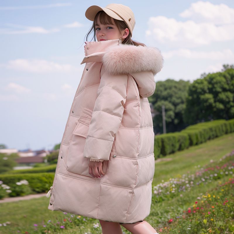 波登司羽绒服白鸭绒新款爆款儿童羽绒女士女款童中长款洋气中大童