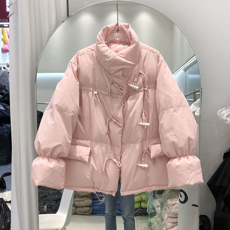 波登司羽绒服白鸭绒新款爆款韩系宽松牛角扣羽绒女士女款短款韩版