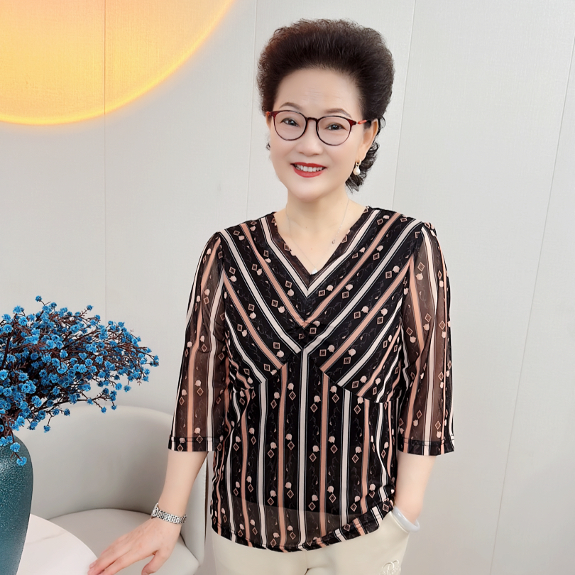 清唐姐优选2024秋v领时尚休闲小衫上衣k20206