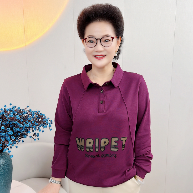 清唐姐优选2024秋翻领时尚绣花宽松卫衣mzt2353