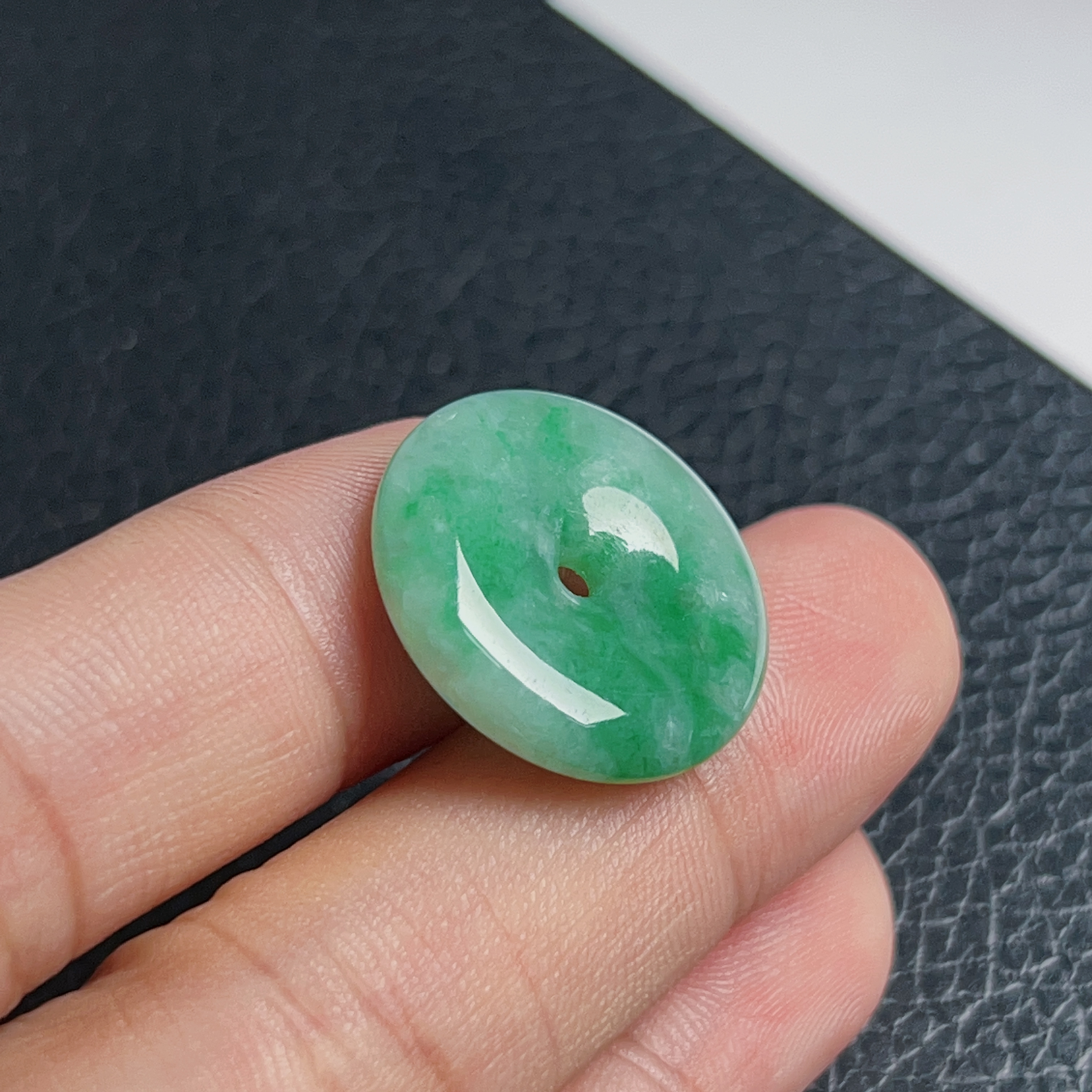 天然缅甸A货翡翠平安扣吊坠扣子挂件配饰珠飘花包邮货真价实