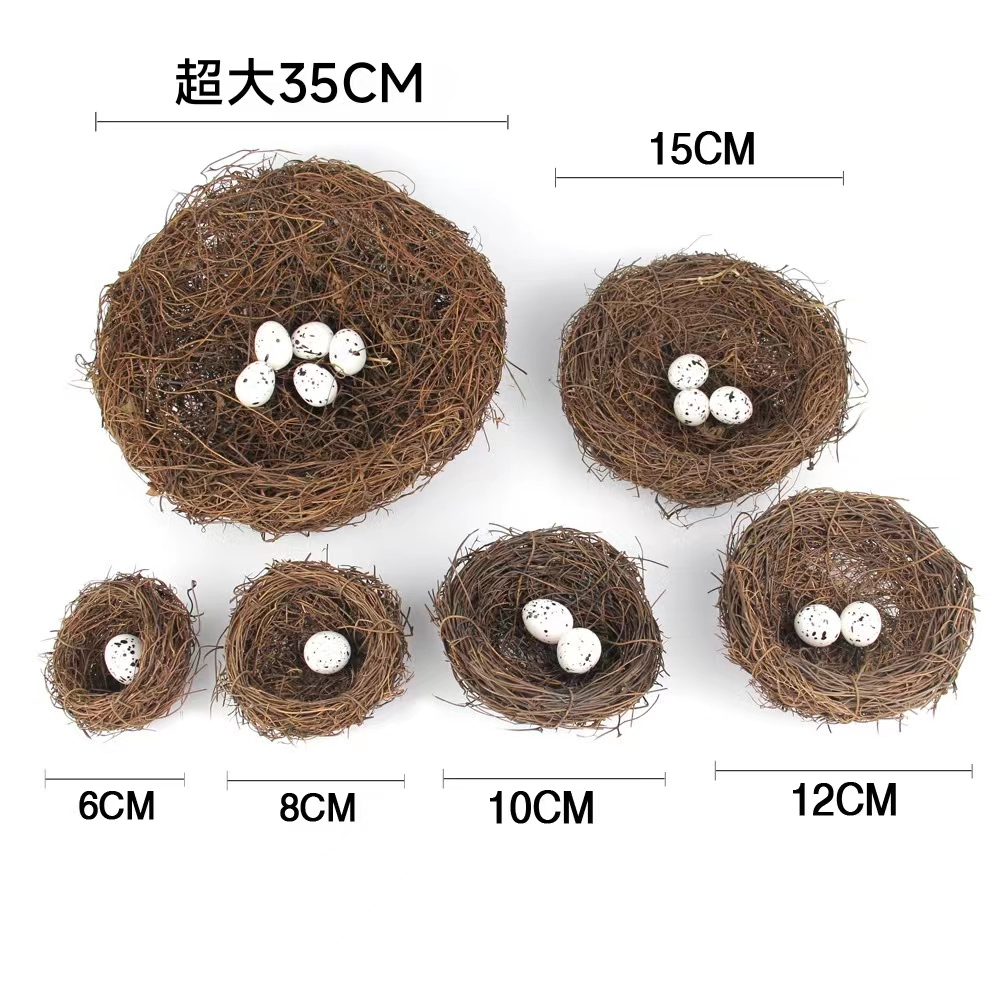 仿真藤编鸟巢小鸟窝装饰专用专业复活节用品软装鹌鹑蛋鸟窝鸟蛋