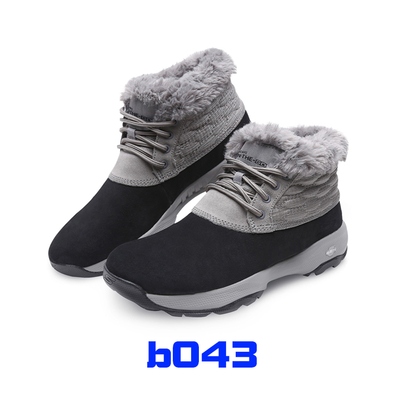(b043)skechers斯凯奇女款秋冬毛里绑带短靴