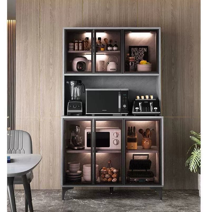 全铝合金餐边柜厨房大容量储物柜餐厅多功能置物架碗柜茶水柜定制