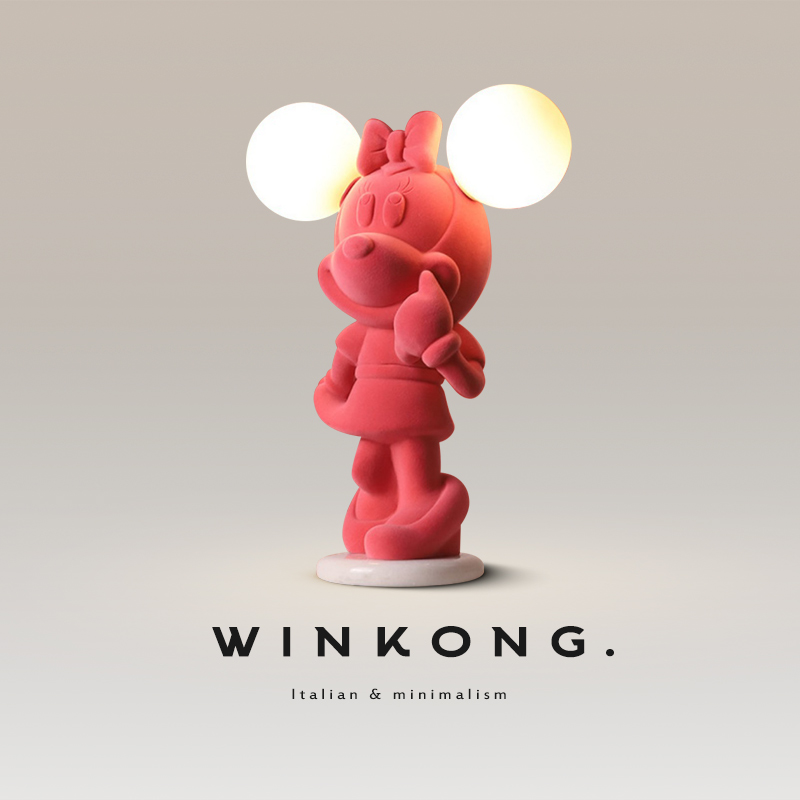 卡通米奇台灯北欧客厅儿童公主房床头灯月球卧室可爱调光装饰灯