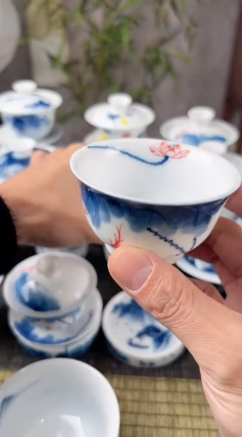 【闪购商品】陶瓷线条莲主人杯100cc1个