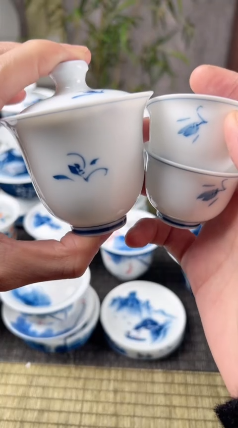 【闪购商品】陶瓷草兰美人备加草兰美人杯2个