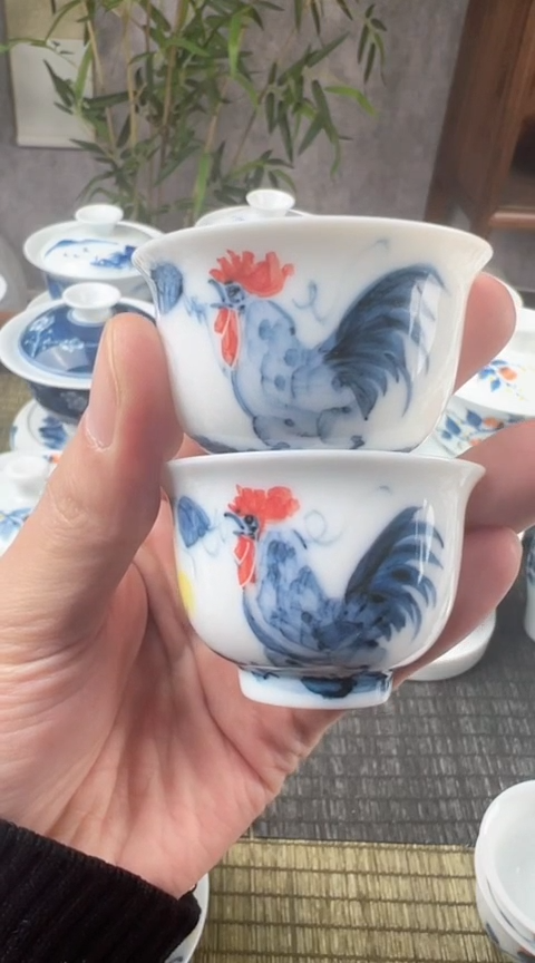 【闪购商品】陶瓷公鸡美人杯2个