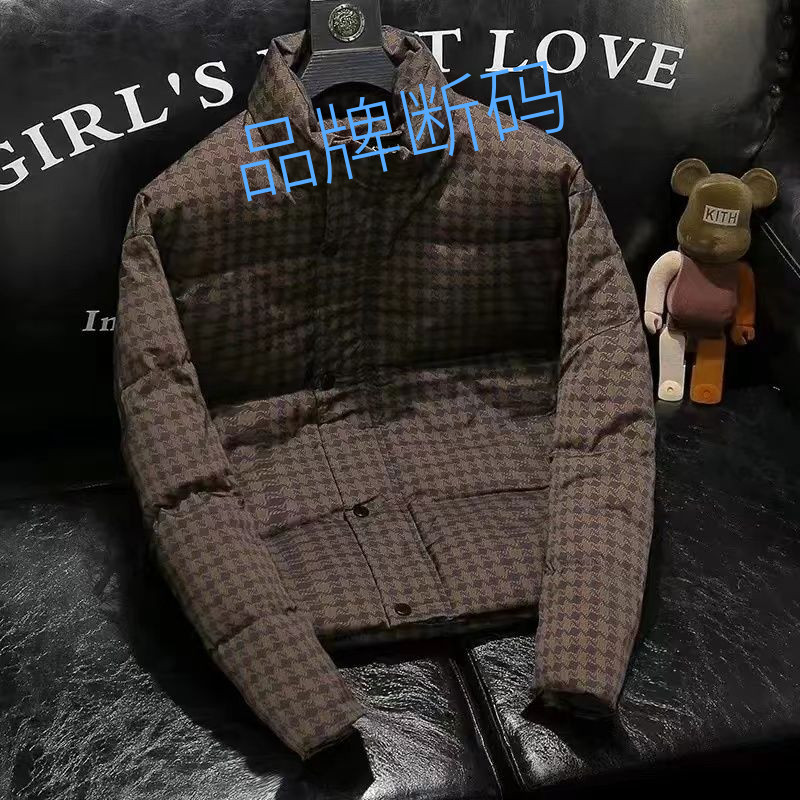 雅鹿外套秋冬款男韩版潮牌立领羽绒羽绒服轻便高级感千鸟格男士加