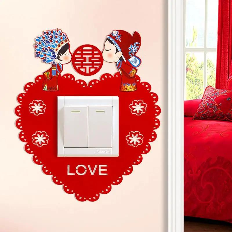 【小扬】结婚绒布开关贴装饰灯开关边框保护套精致婚房客厅布