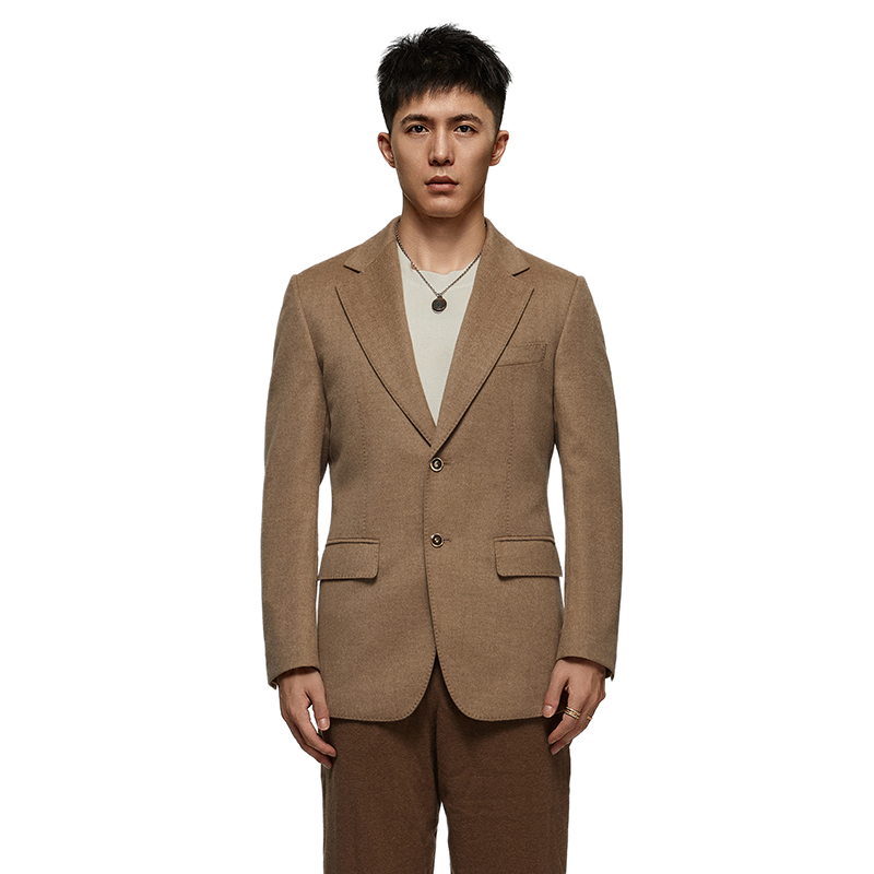 BETREE BEAR 单排扣平驳领澳毛绵羊毛西服高定山羊绒西装复古修身
