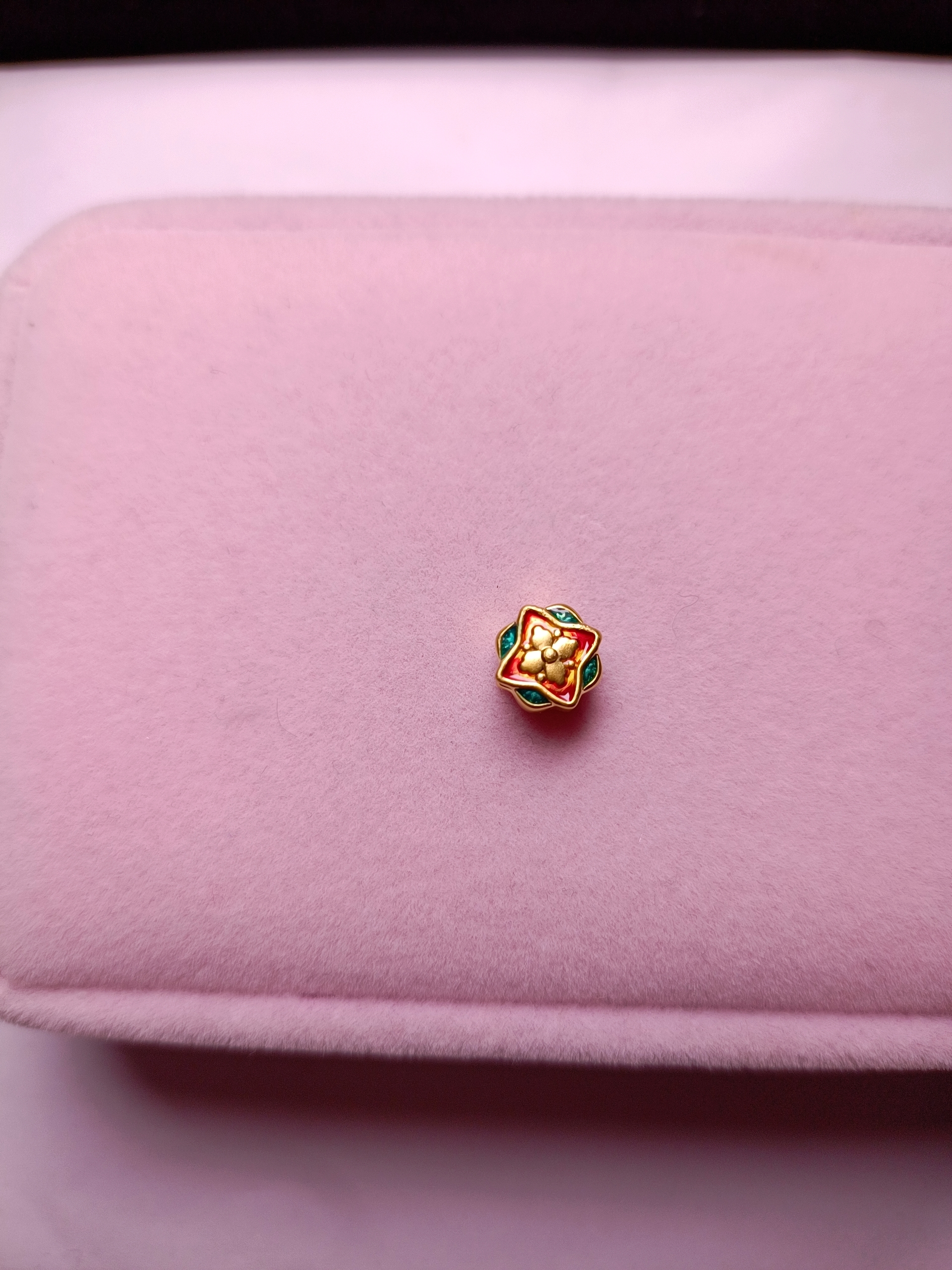 999足金5D无氢精工四芒星0.453克转运珠