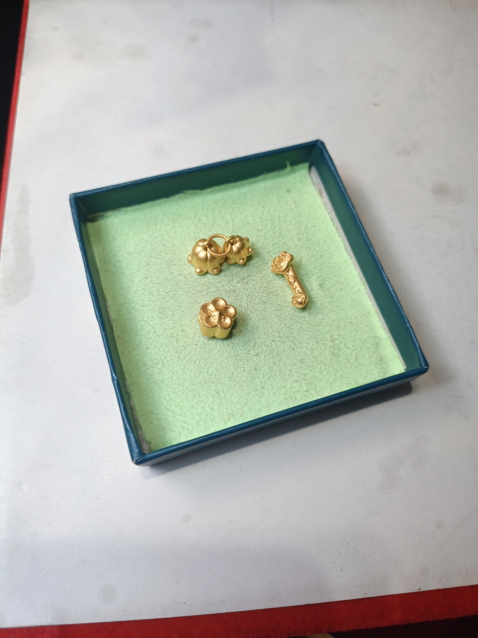 黄金足金9993D硬金梅花铃兰花如意2.76串珠