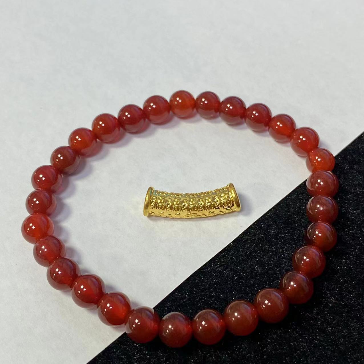 足金999满福弯管红色玛 瑙手串@@A239