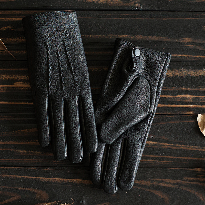 敏绎高端真皮山羊皮手套男士加绒加厚保暖防滑冬季骑行开车摩托车