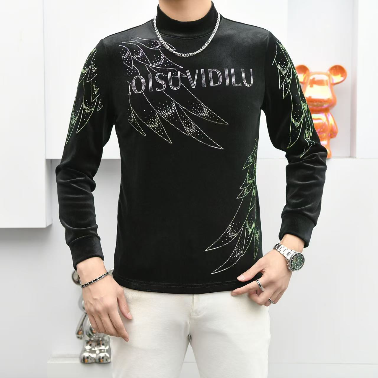 2024年男士休闲轻奢修身时尚潮流冬季卫衣长袖秋冬百搭加绒网红