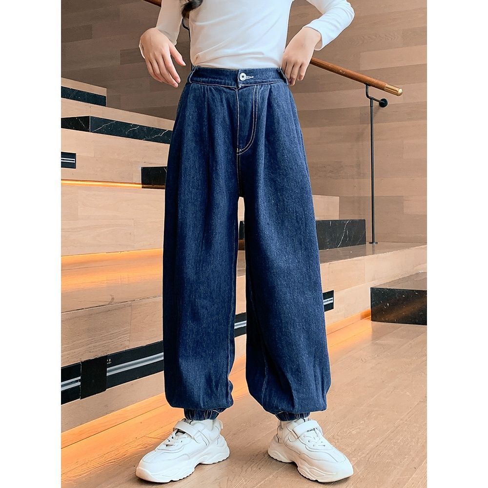 女童牛仔裤2025春秋装新款灯笼裤宽松网红韩版洋气潮流中大童长裤