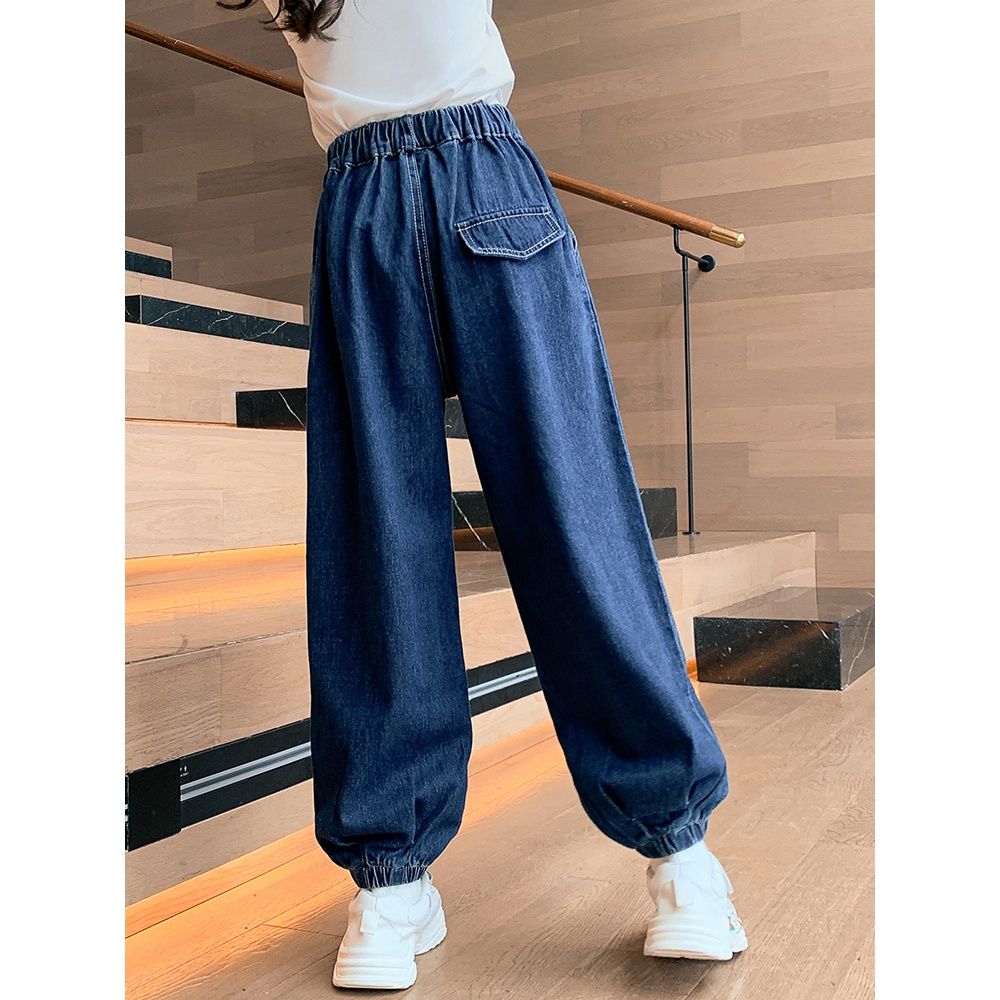 女童牛仔裤2025春秋装新款长裤宽松网红韩版洋气潮流中大童灯笼裤