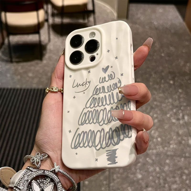 褶皱款简约圣诞树适用苹果15手机壳iphone15promax防摔12/14/13/x