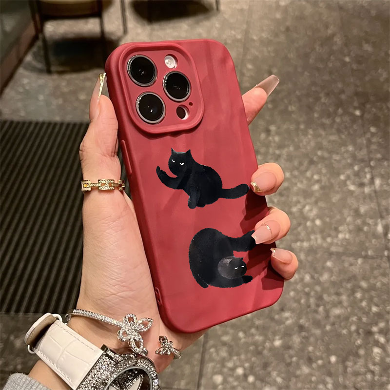 褶皱款调皮猫适用苹果15手机壳iphone15promax防摔12/14/13/x