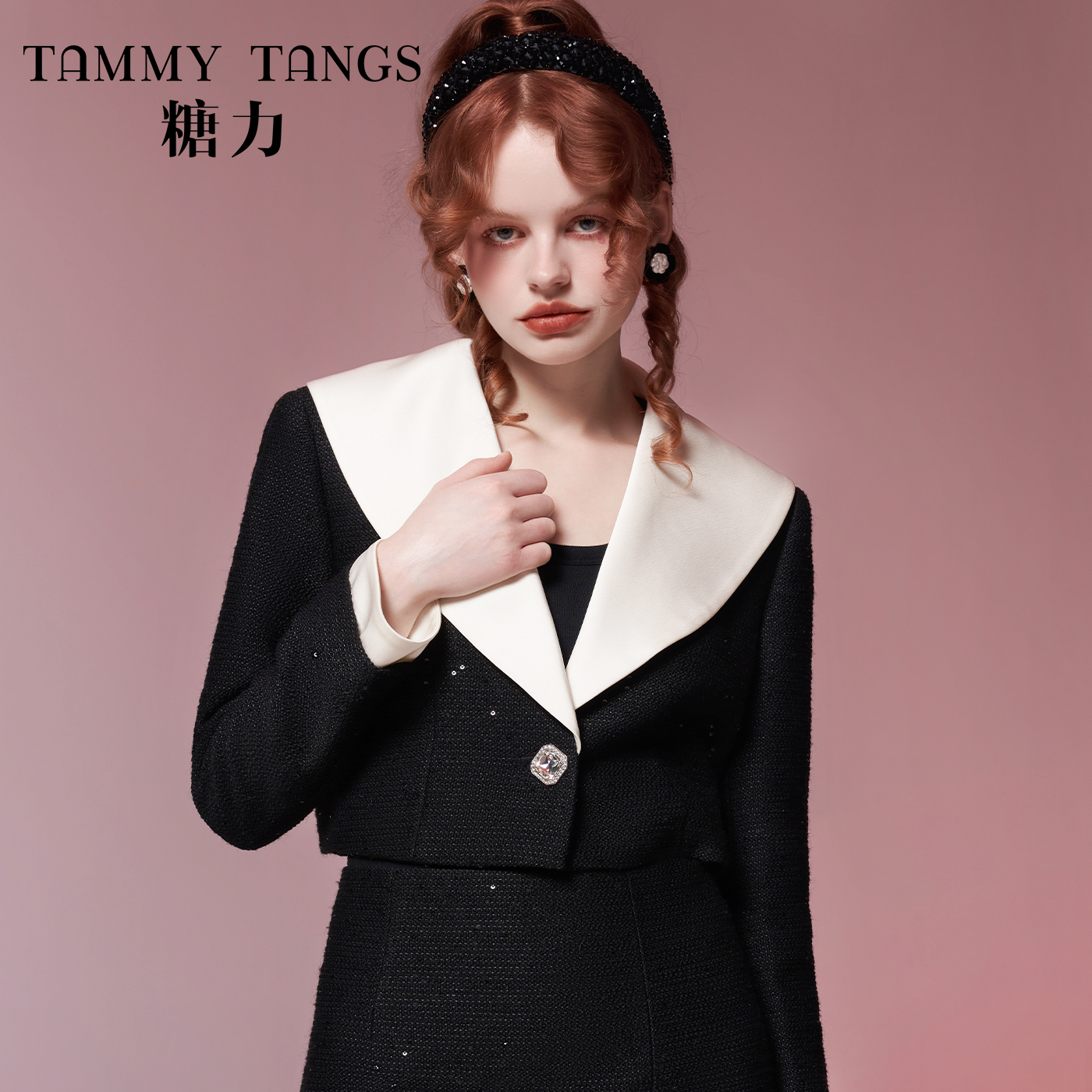 【白姐专属】糖力亮片粗花呢小香风短外套女TWEQW52203