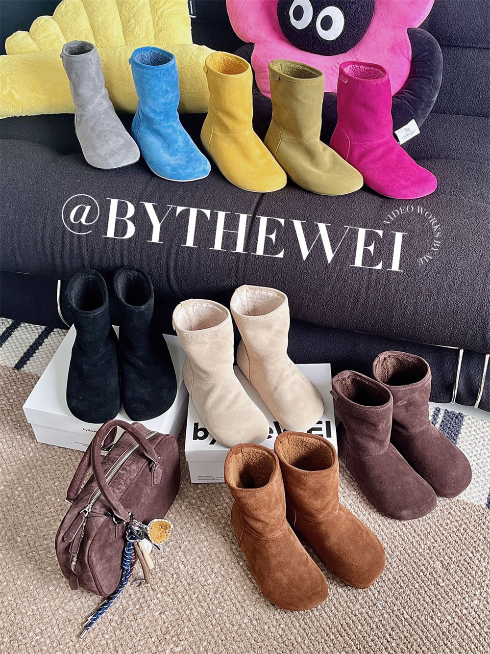 bytheWEI自制【笨笨芒果头】丑萌大头内增高雪地靴加绒靴0779-13