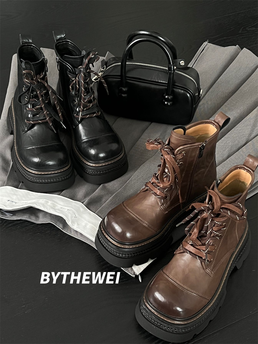 bytheWEI自制【费城马丁】小众设计巨显瘦厚底马丁靴1579-07