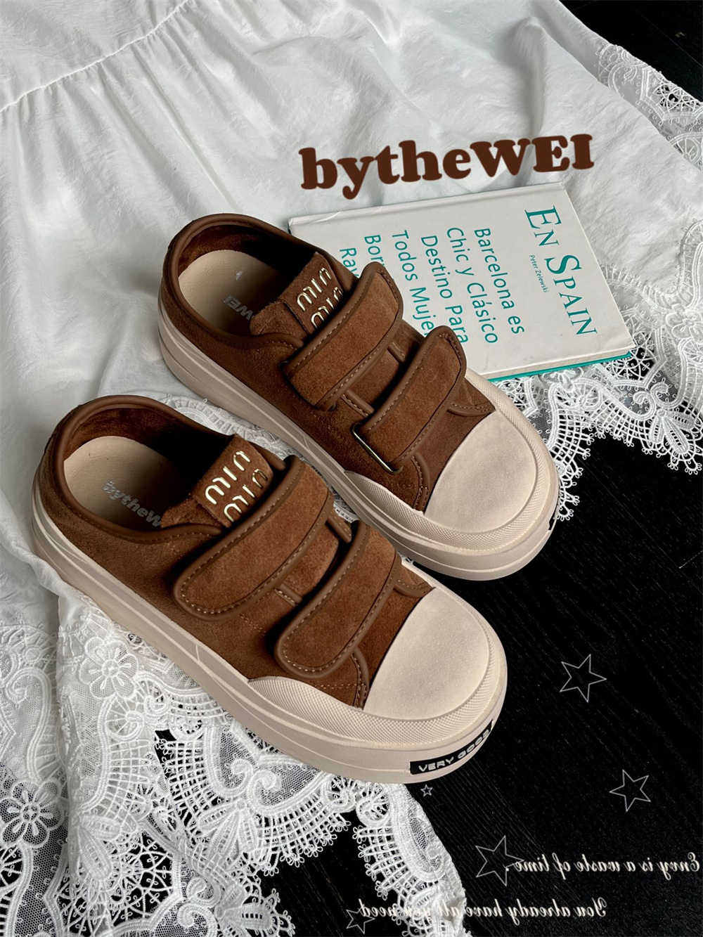 bytheWEI【焦糖玛奇朵】魔术贴真皮雅丹风缪系厚底休闲鞋0779-11