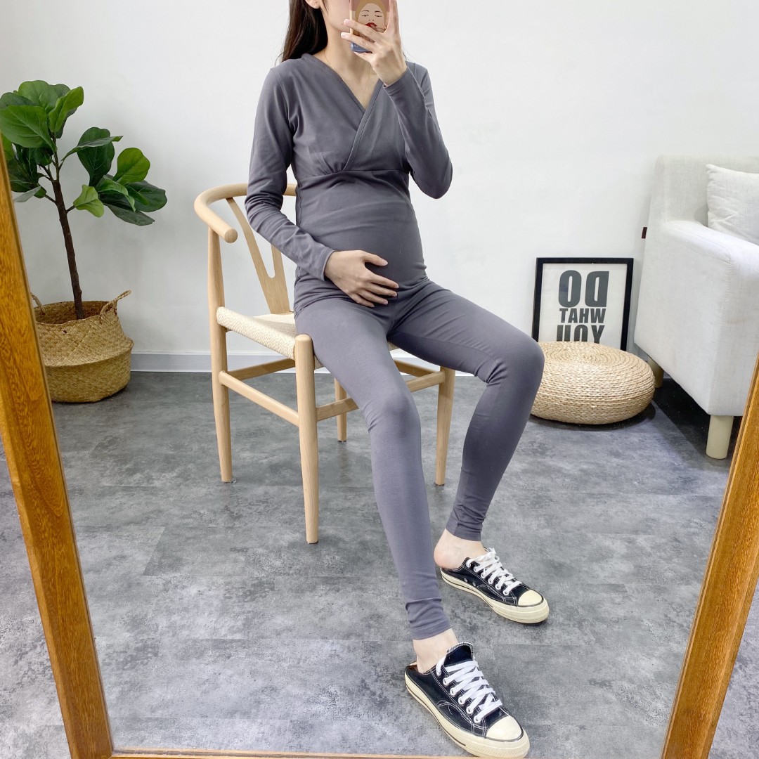 纯棉秋季孕妇秋衣秋裤套装春秋保暖内衣月子服秋冬内搭打底修身