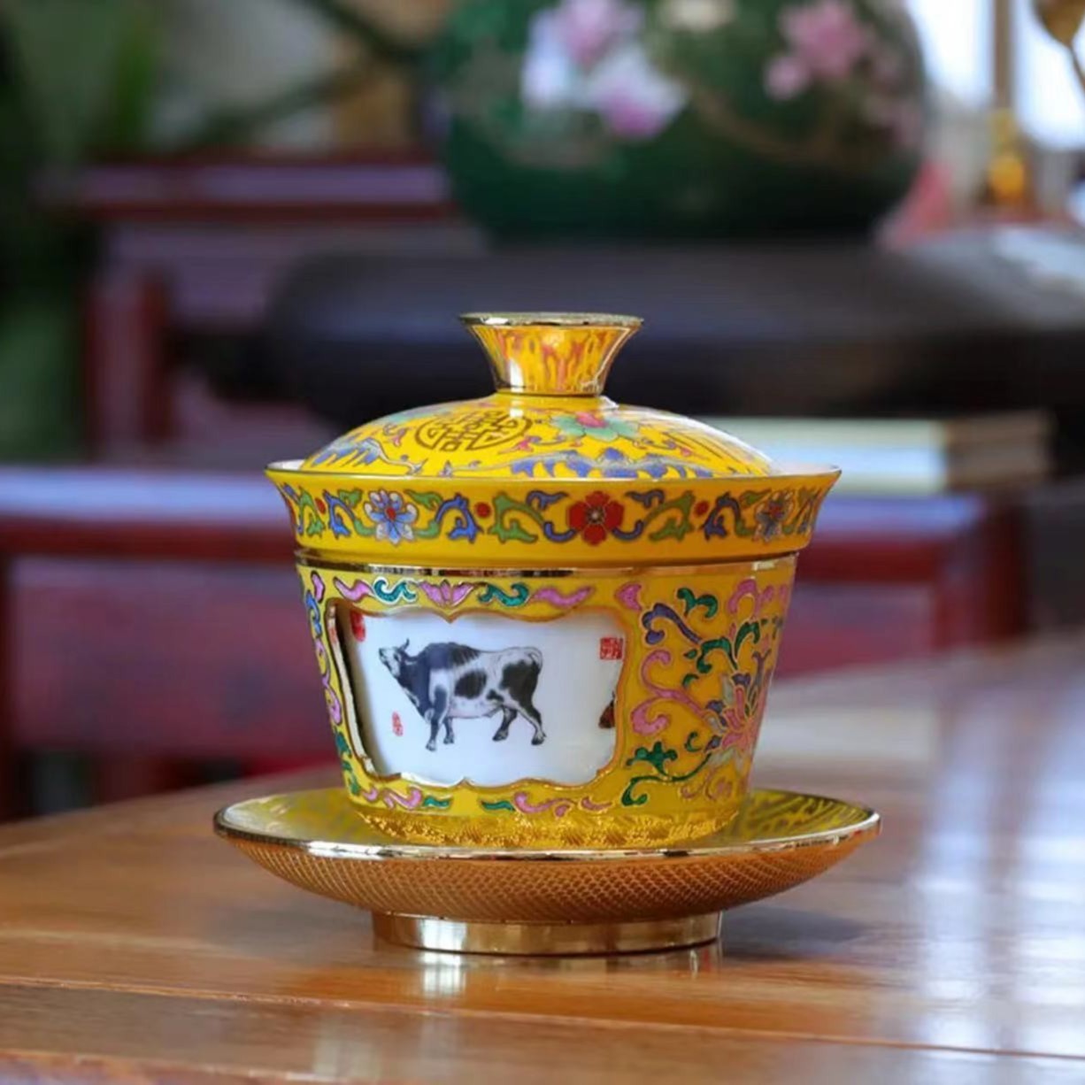 宏泰瓷业 精美高端陶瓷赏瓷 阳世琦大师作品黄色转心杯 f154