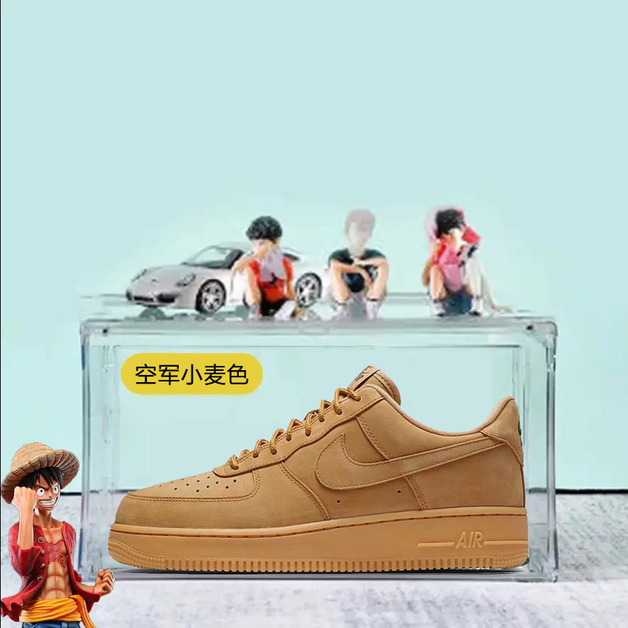 男鞋Air Force 1低帮小麦空军一号白色休闲板鞋运动鞋亚克力鞋盒