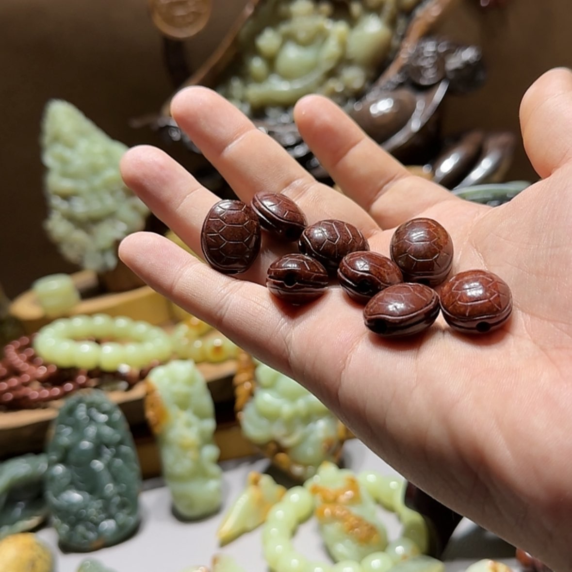 【闪购商品】岫岩河磨玉（透闪石质玉）手串未镶嵌巴*尔