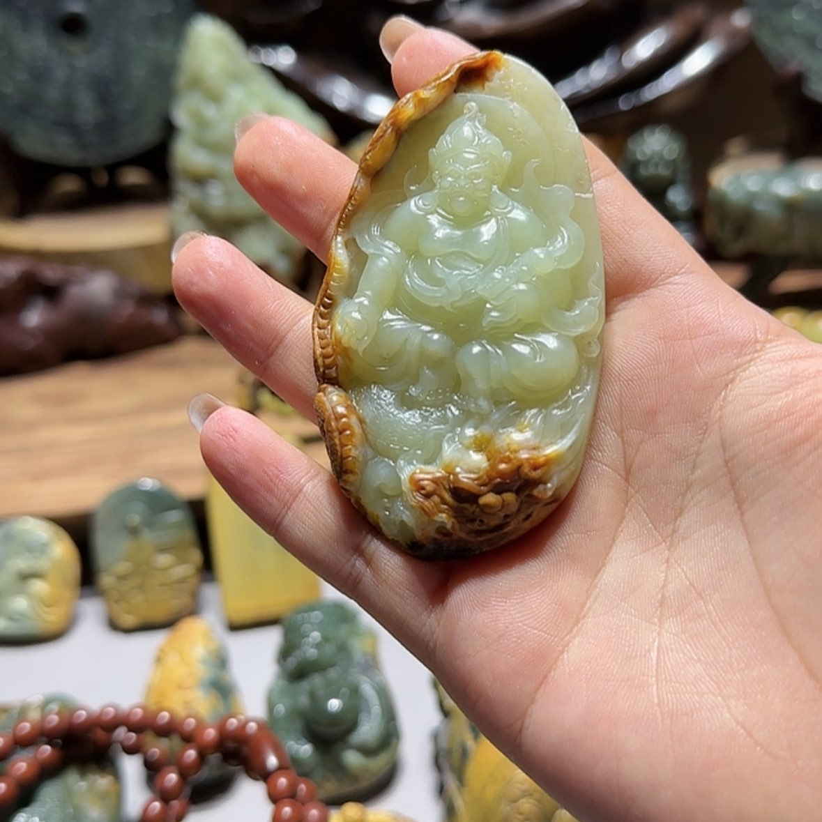 【闪购商品】岫岩河磨玉（透闪石质玉）挂件未镶嵌草*