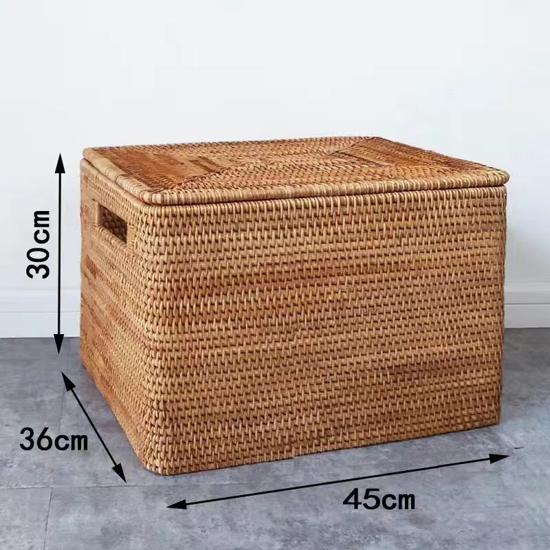 大号收纳筐篮子手工手工编织客厅床头柜北欧长方形越南藤编