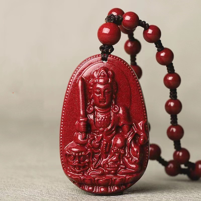 含辰砂工艺品紫金砂【生肖吊坠】6毫米45厘米可调节项链朱砂吊坠